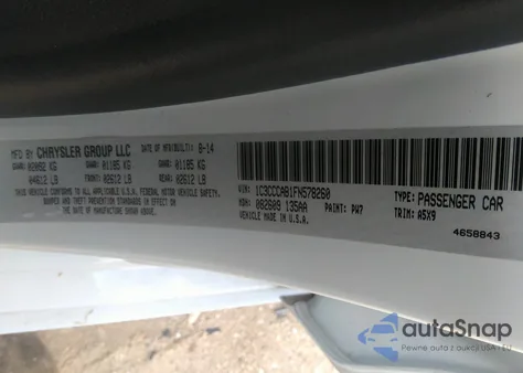 2015 Chrysler 200 Limited from USA, damaged, VIN 1C3CCCAB1FN578260